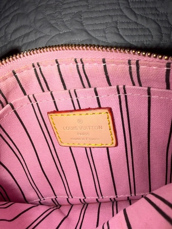 Checkerboard Zip Pouch in Beige and Brown - Picture 3 of 5